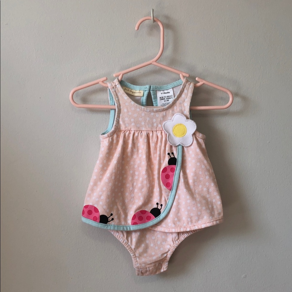 First Impressions Baby Girl 0-3M Summer Pink Polka Dot Baby Romper